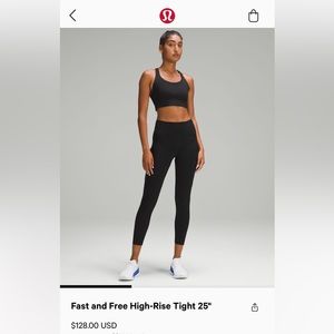 Fast and Free HR Tight 25” Black Lululemon Leggings